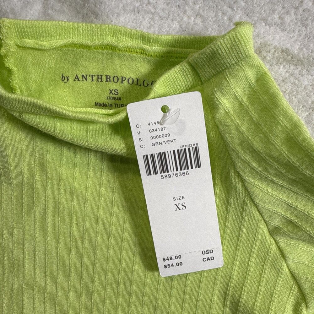 Anthropologie NWT Whitley Mock Neck Top XS Lime Green Modal Stretch $48 Retail - Picture 3 of 10